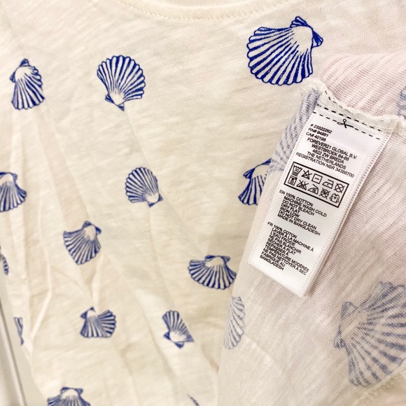 100% cotton cropped seashell print tee - Picture 4 of 4